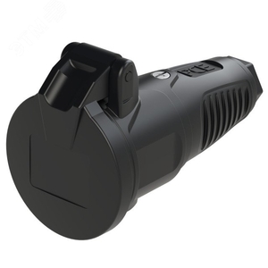 Розетка каб 16A/250V/2P+E/IP54 с черным крышкой и корпусом, маркер черный