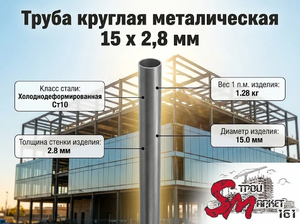 Труба круглая 15 x 2,8 мм