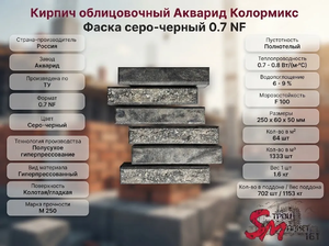 Кирпич облицовочный Акварид Колормикс Фаска серо-черный 0.7 NF