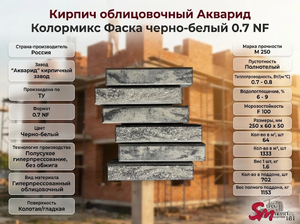 Кирпич облицовочный Акварид Колормикс Фаска черно-белый 0.7 NF