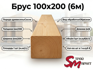 Брус 100x200 (6м)