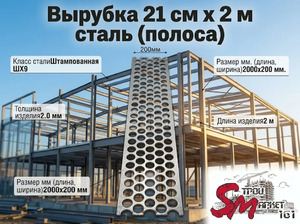 Вырубка 21 см х 2 м сталь (полоса)