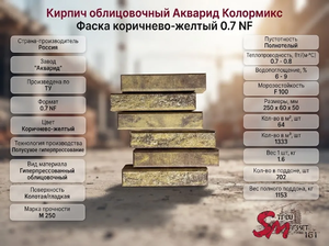 Кирпич облицовочный Акварид Колормикс Фаска коричнево-желтый 0.7 NF