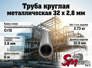 Труба круглая 32 x 2,8 мм
