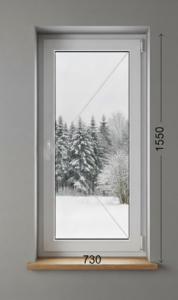 Пластикове окно (ПВХ) Wintech 1550x730