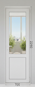Пластиковая дверь балконная (ПВХ) Wintech 700х2250