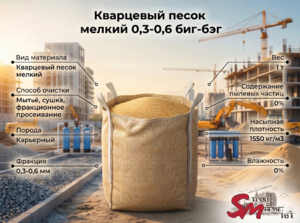 Кварцевый песок мелкий 0,3-0,6 биг-бэг