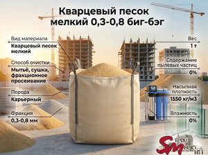 Кварцевый песок мелкий 0,3-0,6 мешок