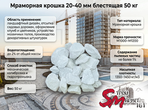Мраморная крошка 20-40 мм блестящая 50 кг