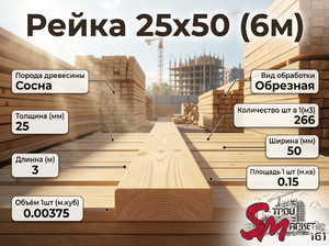 Рейка 25x50(6м)