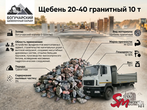 Щебень 20-40 гранитный 10 т