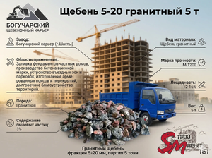 Щебень 5-20 гранитный 5 т
