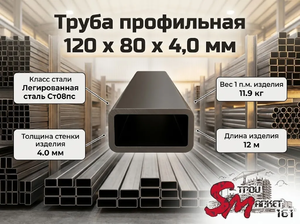 Труба профильная 120 x 80 x 4,0 мм