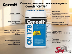 Стяжка легковыравнивающаяся Ceresit 