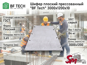 Шифер плоский прессованный 