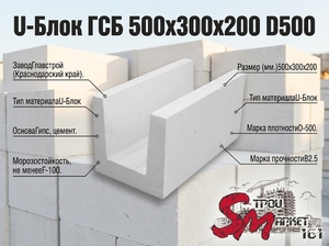 U-Блок ГСБ 500х300х200 D500
