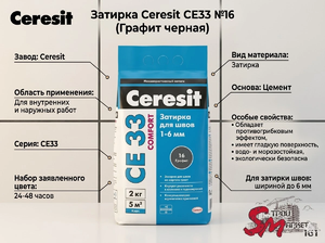 Затирка Ceresit CE33 №16 (Графит черная)